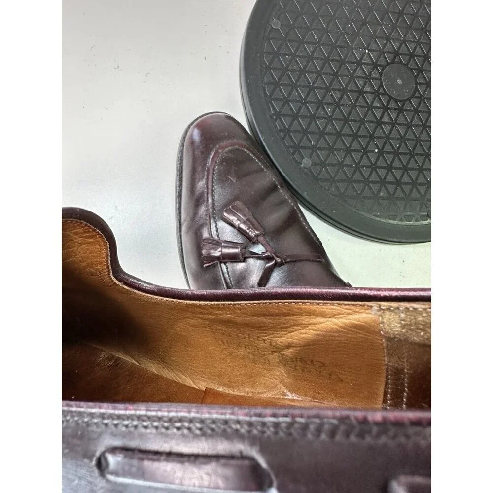 Church's Burgundy Leather Tasselled Shoes Loafers Mens 10.5 US